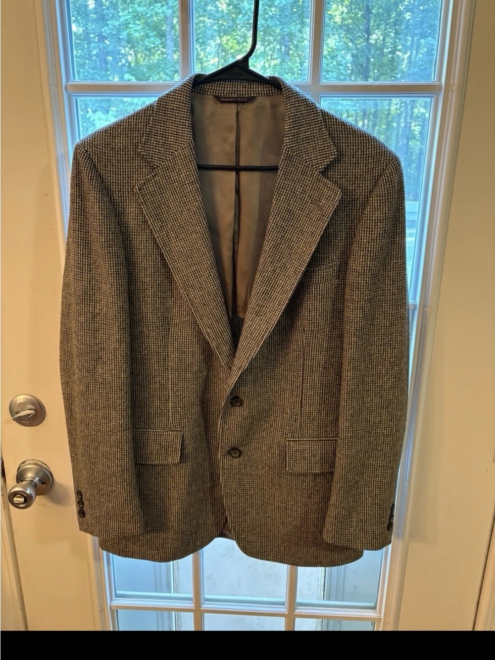 Vintage Cricket Club Sage Allen 100% Wool Blazer Made USA Houndstooth